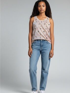 Ocean Current Women's Palm Tree & Surfboard Print Tank Top Size Large